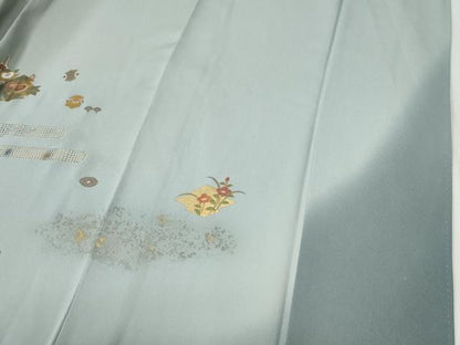 平和屋着物●中国三大刺繍　スワトウ刺繍　訪問着　松皮菱宝尽くし花松文　暈し染め　金彩　正絹　逸品　CABI2292yc