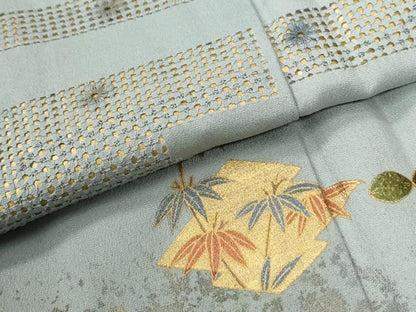 平和屋着物●中国三大刺繍　スワトウ刺繍　訪問着　松皮菱宝尽くし花松文　暈し染め　金彩　正絹　逸品　CABI2292yc