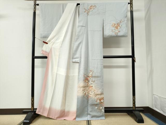 平和屋着物●訪問着　雪輪草花文　金彩　正絹　逸品　CABI2293yc