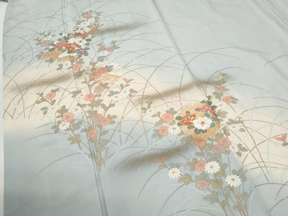 平和屋着物●訪問着　雪輪草花文　金彩　正絹　逸品　CABI2293yc
