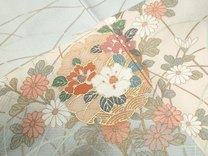 平和屋着物●訪問着　雪輪草花文　金彩　正絹　逸品　CABI2293yc
