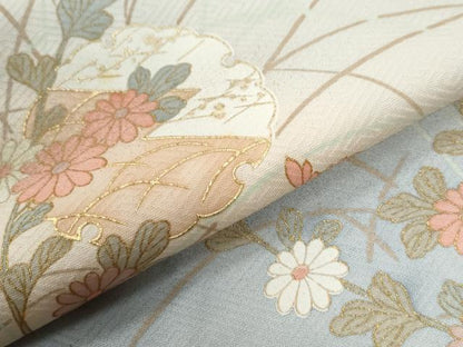平和屋着物●訪問着　雪輪草花文　金彩　正絹　逸品　CABI2293yc