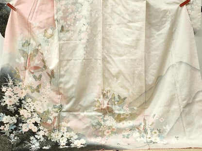 平和屋着物●豪華振袖　花蝶文　暈し染め　金銀彩　正絹　逸品　CABI2294yc
