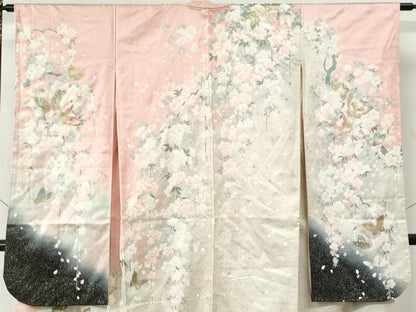 平和屋着物●豪華振袖　花蝶文　暈し染め　金銀彩　正絹　逸品　CABI2294yc
