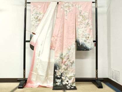 平和屋着物●豪華振袖　花蝶文　暈し染め　金銀彩　正絹　逸品　CABI2294yc