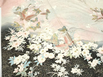 平和屋着物●豪華振袖　花蝶文　暈し染め　金銀彩　正絹　逸品　CABI2294yc