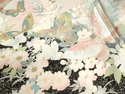 平和屋着物●豪華振袖　花蝶文　暈し染め　金銀彩　正絹　逸品　CABI2294yc