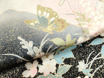 平和屋着物●豪華振袖　花蝶文　暈し染め　金銀彩　正絹　逸品　CABI2294yc