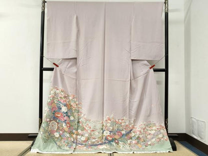 平和屋着物●色留訪問着　友禅　作家物　鬘帯牡丹花文　暈し染め　仮絵羽　正絹　逸品　未使用　CABI2299yc