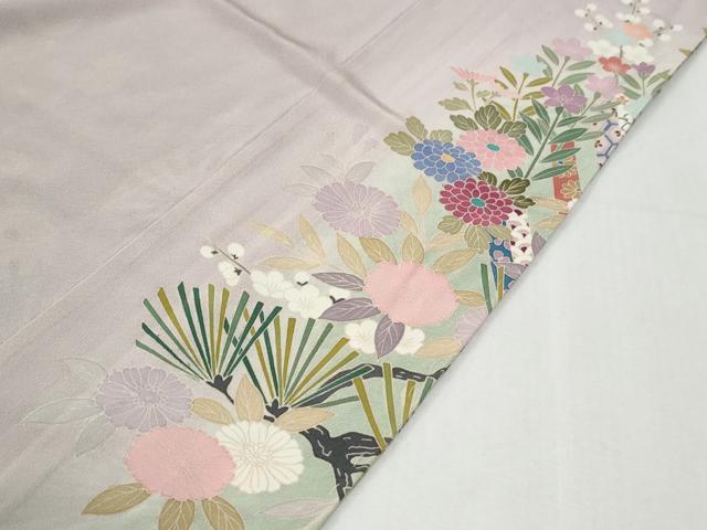 平和屋着物●色留訪問着　友禅　作家物　鬘帯牡丹花文　暈し染め　仮絵羽　正絹　逸品　未使用　CABI2299yc
