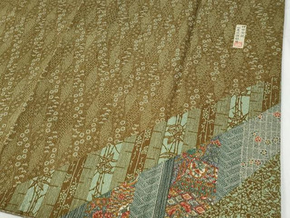 平和屋着物●訪問着　作家物　伊勢型紙　一尾欣樹彫り　草花文　正絹　逸品　CABI2302yc