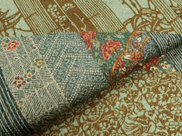 平和屋着物●訪問着　作家物　伊勢型紙　一尾欣樹彫り　草花文　正絹　逸品　CABI2302yc
