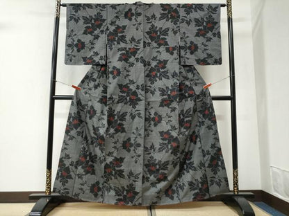 平和屋着物●本場大島紬　7マルキ　枝花文　正絹　逸品　未使用　CABI2307yc
