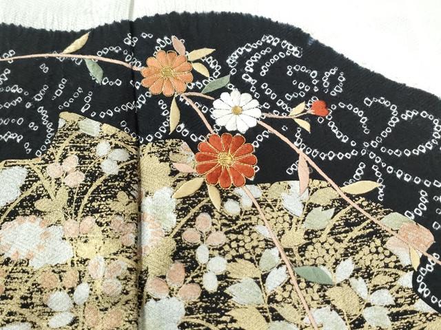 平和屋着物●訪問着　絞り　刺繍　道長吉祥草花文　金彩　正絹　逸品　CABI2308yc