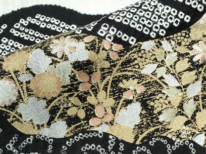 平和屋着物●訪問着　絞り　刺繍　道長吉祥草花文　金彩　正絹　逸品　CABI2308yc