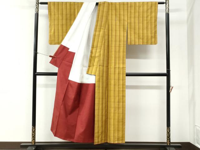 平和屋着物●本場黄八丈　綾織　紬　正絹　逸品　CABI2310yc