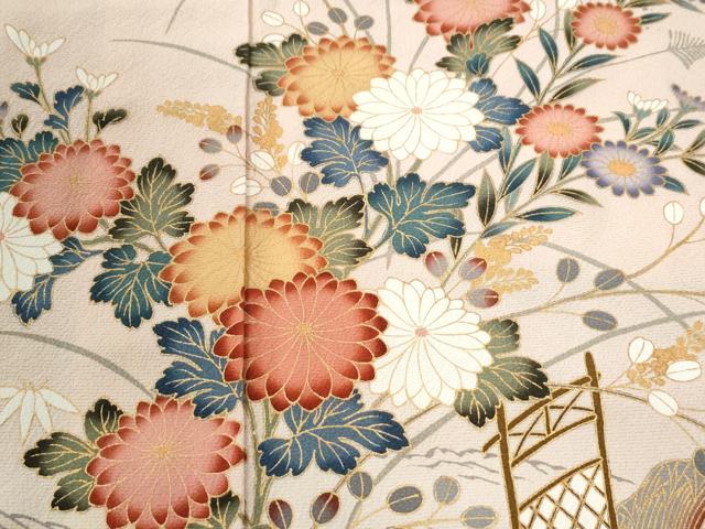 平和屋着物●訪問着　草花文　暈し染め　金彩　正絹　逸品　CABI2311yc