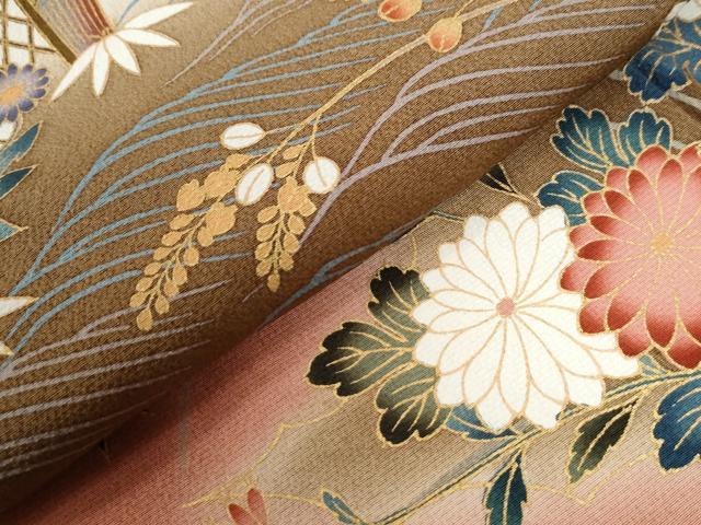 平和屋着物●訪問着　草花文　暈し染め　金彩　正絹　逸品　CABI2311yc