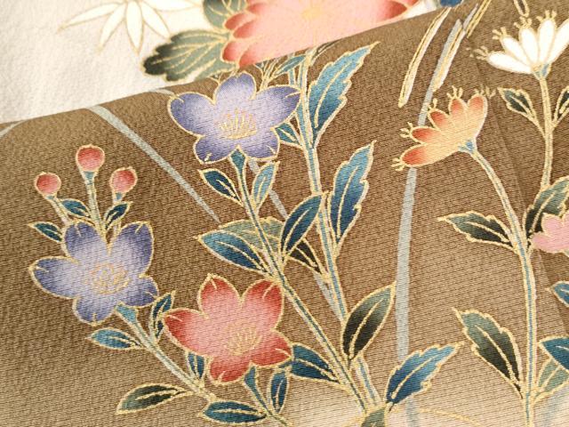 平和屋着物●訪問着　草花文　暈し染め　金彩　正絹　逸品　CABI2311yc