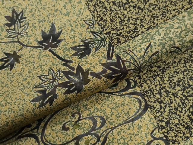平和屋着物●本場染大島紬　変わり市松流水草花文　正絹　逸品　CABI2314yc