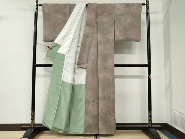平和屋着物●上質な小紋　地紋起こし　枝梅文　暈し染め　正絹　逸品　CABI2316yc