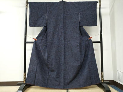 平和屋着物●結城紬　流水草花文　正絹　逸品　CABI2320yc