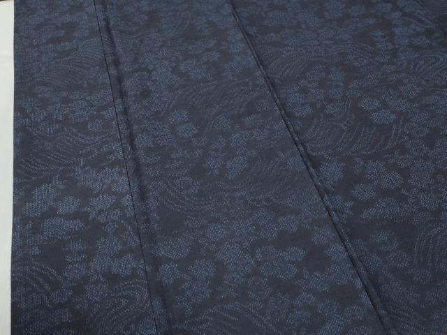 平和屋着物●結城紬　流水草花文　正絹　逸品　CABI2320yc