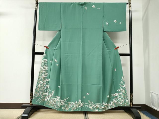 平和屋着物●訪問着　友禅　作家物　草花文　正絹　逸品　CABI2321yc