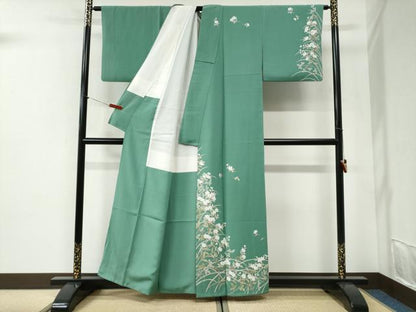 平和屋着物●訪問着　友禅　作家物　草花文　正絹　逸品　CABI2321yc