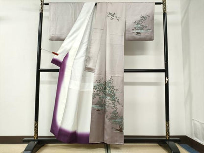 平和屋着物●訪問着　螺鈿　エ霞籬草花文　暈し染め　正絹　逸品　CABI2323yc