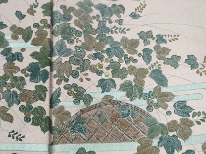 平和屋着物●訪問着　螺鈿　エ霞籬草花文　暈し染め　正絹　逸品　CABI2323yc