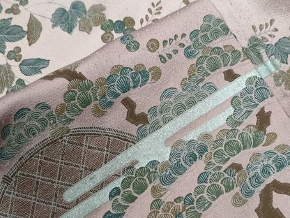 平和屋着物●訪問着　螺鈿　エ霞籬草花文　暈し染め　正絹　逸品　CABI2323yc