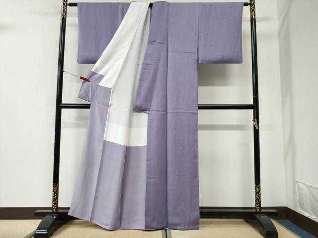 平和屋着物●京加賀友禅　百貫達雄監修　色無地　霞地紋　浅紫色　正絹　逸品　CABI2324yc