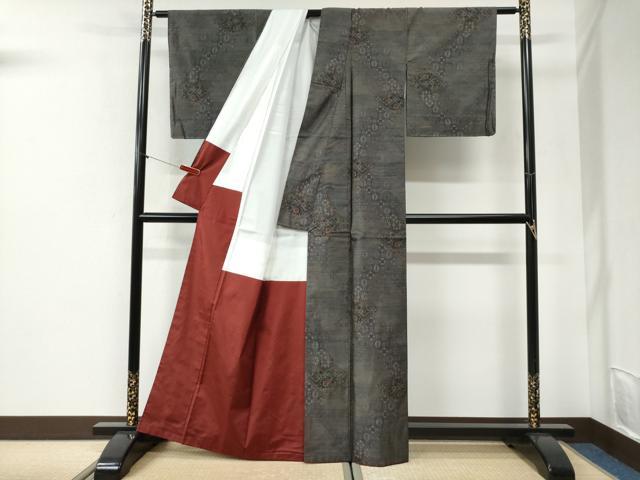 平和屋着物●本場大島紬　蜀江花文　大野織物謹製　証紙付き　正絹　逸品　CABI2326yc