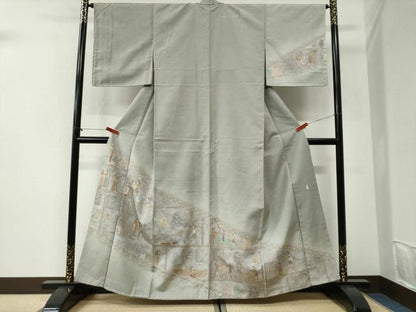 平和屋着物●訪問着　紬地　作家物　エジプト壁画文様　金彩　銀座おゝぎ屋扱い　正絹　逸品　未使用　CABI2327yc