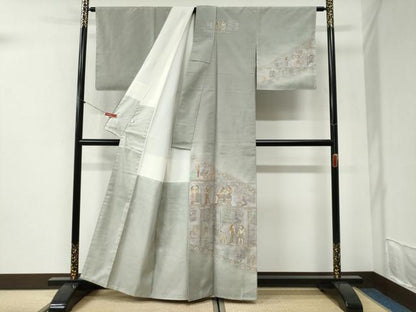 平和屋着物●訪問着　紬地　作家物　エジプト壁画文様　金彩　銀座おゝぎ屋扱い　正絹　逸品　未使用　CABI2327yc