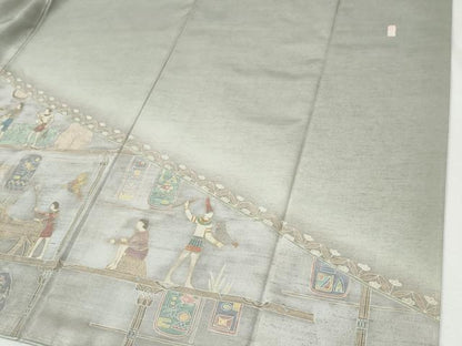 平和屋着物●訪問着　紬地　作家物　エジプト壁画文様　金彩　銀座おゝぎ屋扱い　正絹　逸品　未使用　CABI2327yc