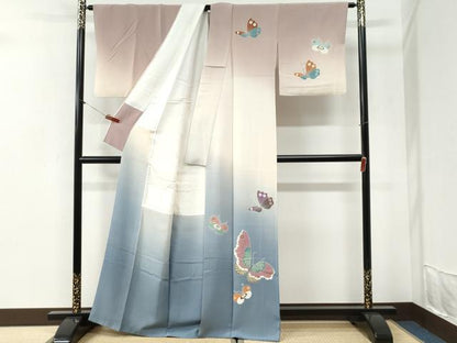 平和屋着物●世界的人形師　辻村寿三郎　ジュサブロー　訪問着　舞蝶文　暈し染め　たとう紙付き　正絹　逸品　CABI2334yc