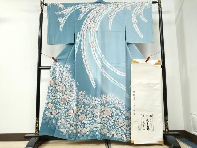 平和屋着物●銀座　志ま亀　訪問着　辻が花　暈し染め　たとう紙付き　正絹　逸品　CABI2336yc