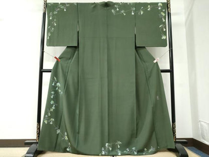 平和屋着物●本加賀友禅作家　由水煌人　訪問着　瓢箪蔦の葉文　正絹　逸品　CABI2339yc