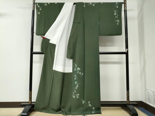 平和屋着物●本加賀友禅作家　由水煌人　訪問着　瓢箪蔦の葉文　正絹　逸品　CABI2339yc
