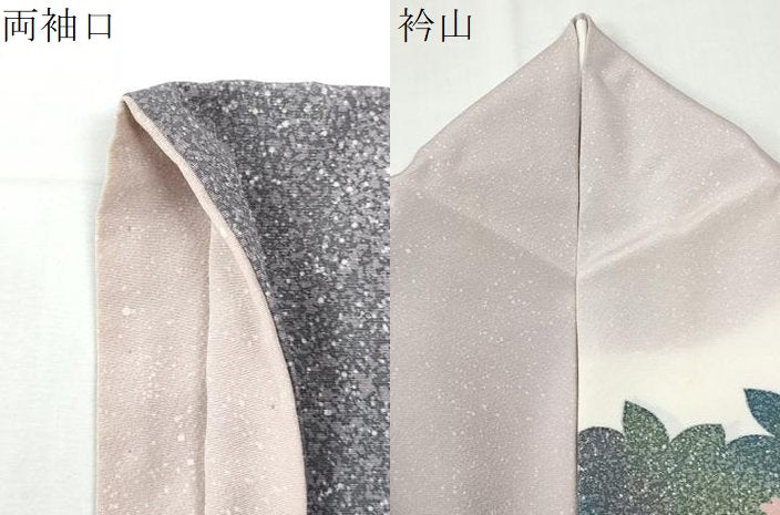 平和屋着物●訪問着　シルエット　鴛鴦枝菊文　暈し染め　金銀彩　正絹　逸品　CABI2342yc