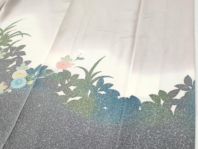 平和屋着物●訪問着　シルエット　鴛鴦枝菊文　暈し染め　金銀彩　正絹　逸品　CABI2342yc