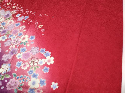 平和屋着物●豪華振袖　雪輪牡丹舞桜文　暈し染め　金彩　正絹　逸品　CABI2344yc