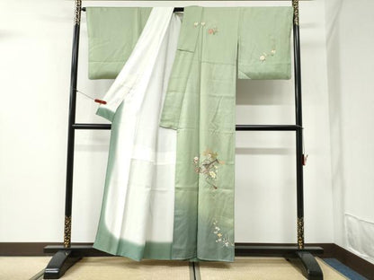 平和屋着物●訪問着　琵琶　でんでん太鼓　草花文　暈し染め　金彩　正絹　逸品　CABI2351yc