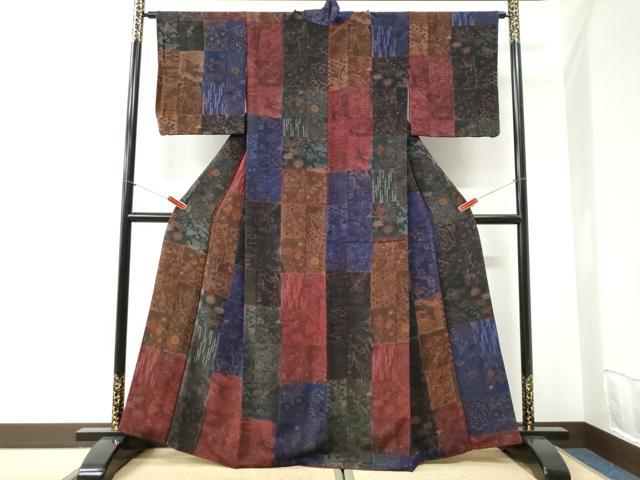 平和屋着物●上質な小紋　吉祥花鳥文　鬼しぼ縮緬　正絹　逸品　CABI2352yc