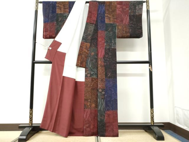 平和屋着物●上質な小紋　吉祥花鳥文　鬼しぼ縮緬　正絹　逸品　CABI2352yc