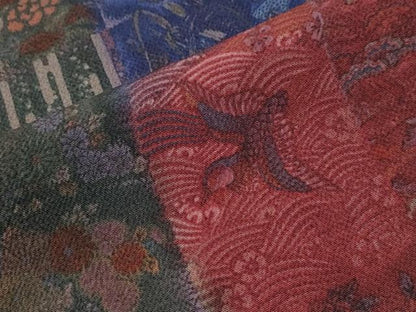 平和屋着物●上質な小紋　吉祥花鳥文　鬼しぼ縮緬　正絹　逸品　CABI2352yc