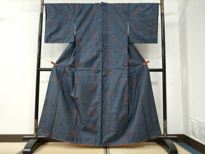 平和屋着物●本場大島紬　7マルキ　枝花文　正絹　逸品　未使用　CABI2354yc
