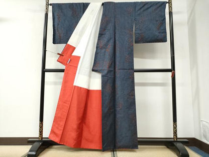 平和屋着物●本場大島紬　7マルキ　枝花文　正絹　逸品　未使用　CABI2354yc